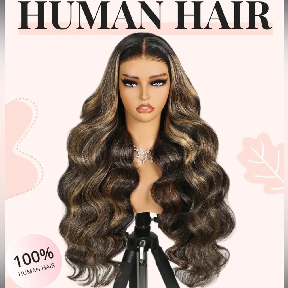 Blooming Hair 24” Pre Plucked Balayage Lace Front Human Hair Bleach…